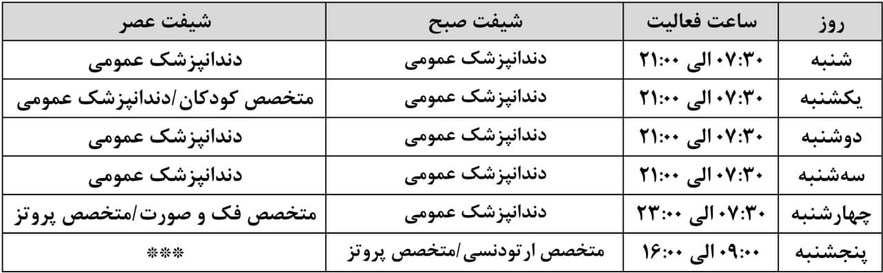 افزایش ساعات کاری دندانپزشکی دانشگاه
